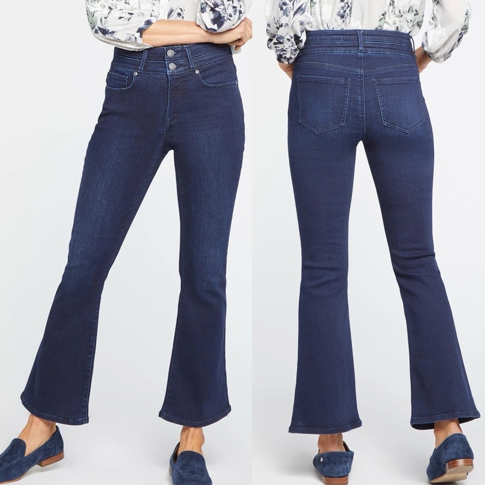 NYDJ High Rise Ava Flared Jeans Lift Tuck Technology MHYT8623 Size 00 Dark Wash